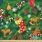 Ambesonne Christmas Fabric by The Yard, Xmas Accessories Stockings Candies Horse Teddy Bear Toys on Pine, Decorative Fabric for Upholstery and Home Accents, 2 Yards, Green Brown